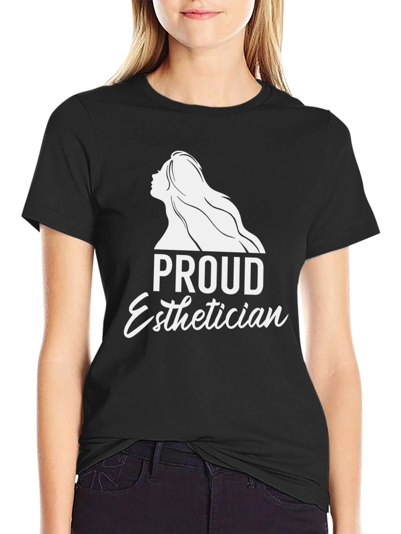 Black Proud Esthetician Graphic Tee - Black Unisex T-Shirt view 2