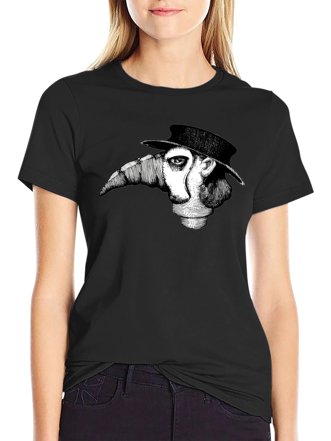 Black Plague Doctor Graphic T-Shirt - Unique Design view 2