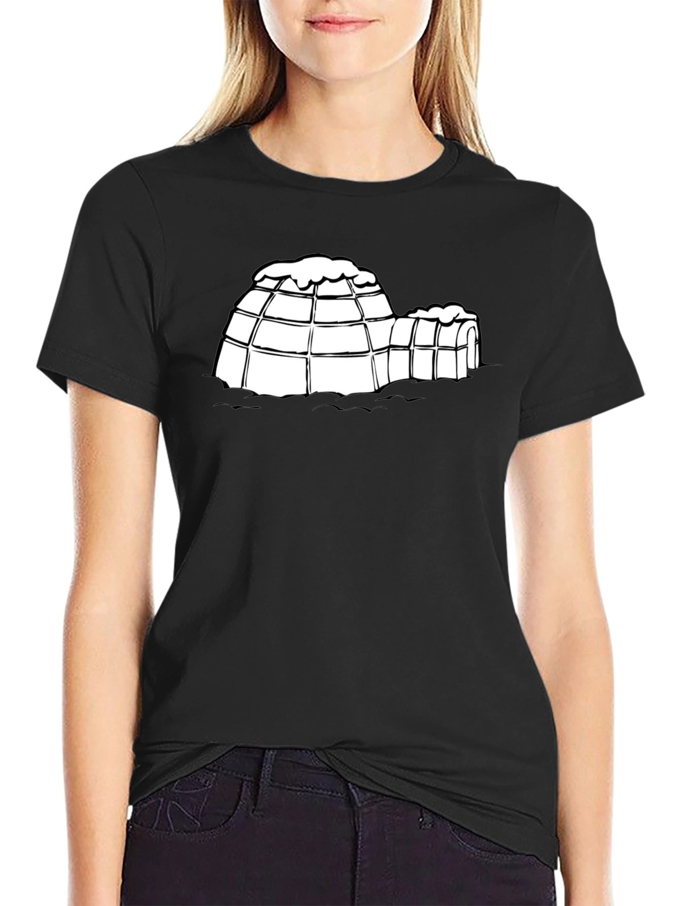 Black Igloo Graphic Tee - Black Cotton T-Shirt view 2