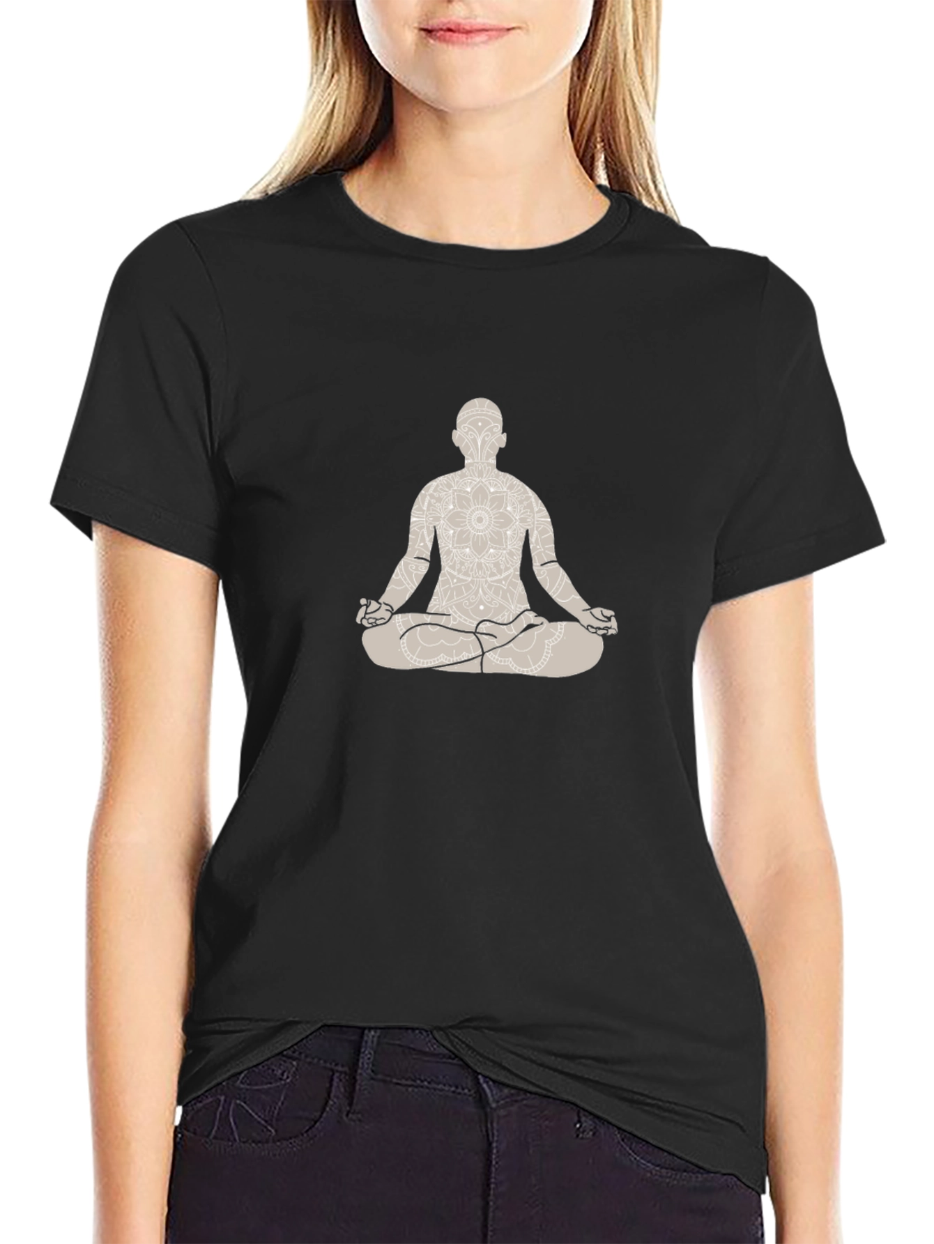 Black Meditative Man Graphic Tee - Black view 2