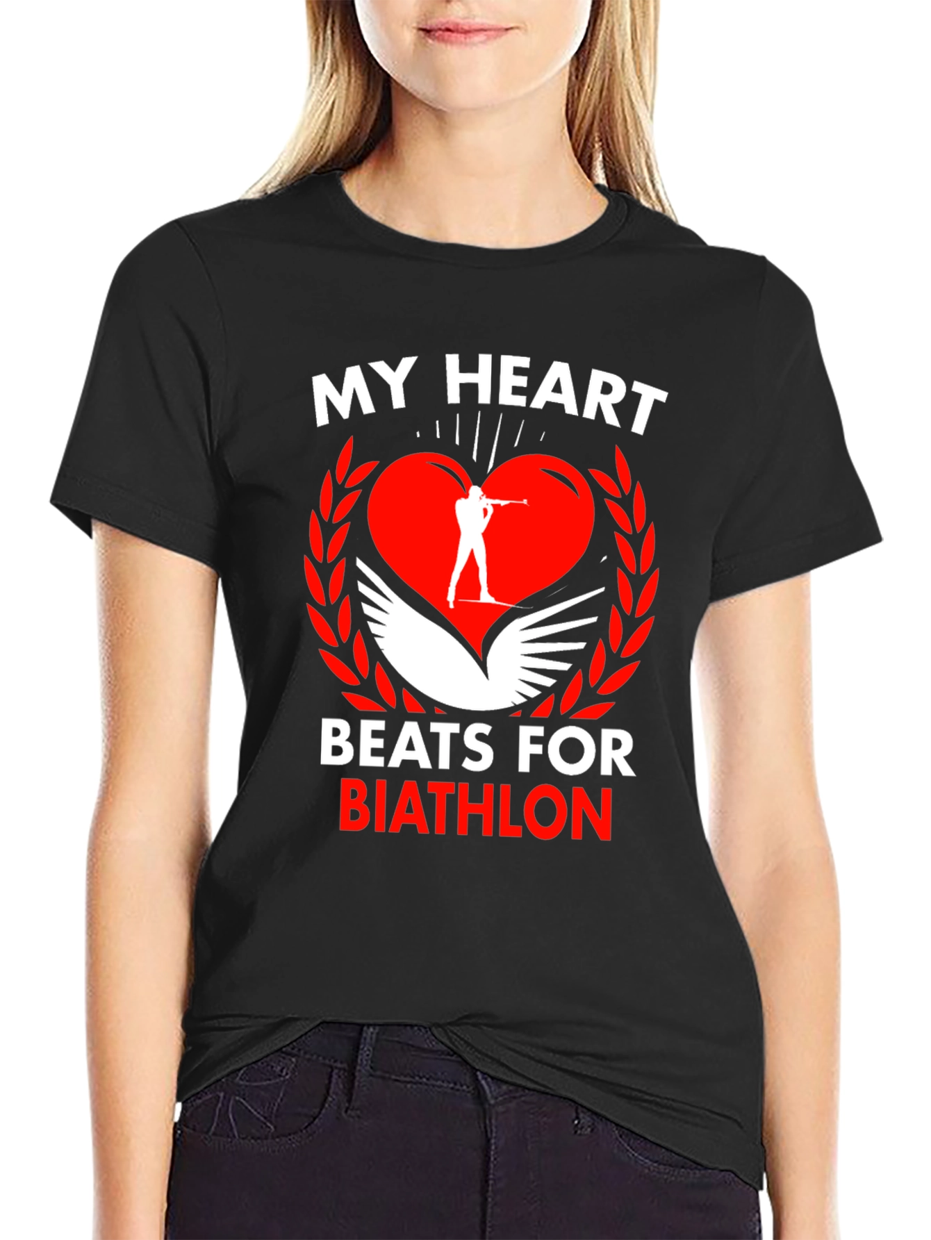 Black Biathlon Heartbeat T-Shirt view 2