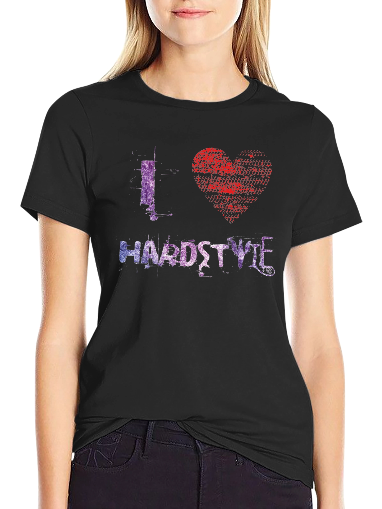 Black I Heart Hardstyle Graphic Black T-Shirt view 2