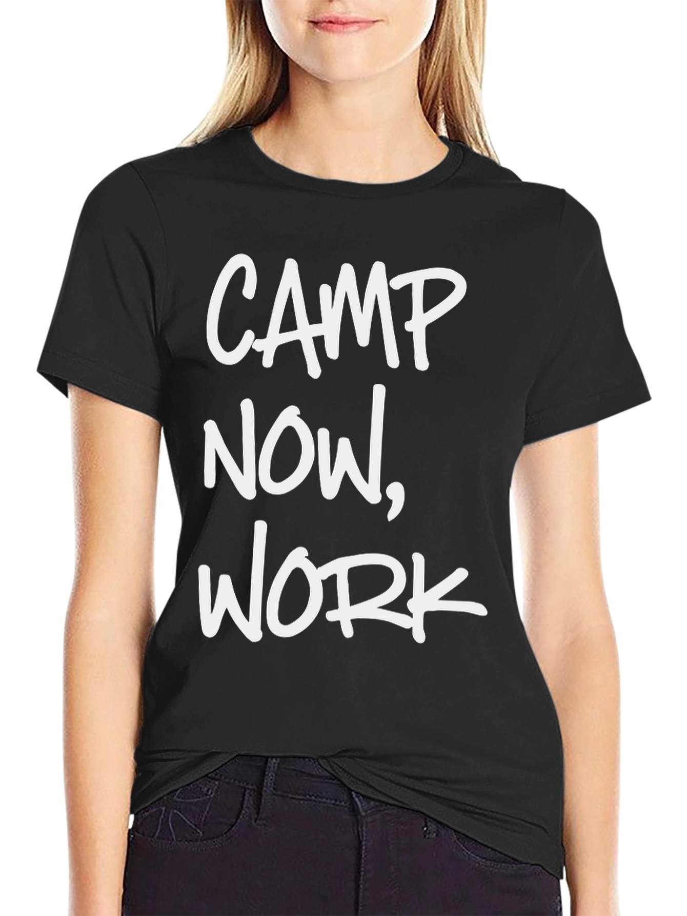 Black Camp Now, Work Later Black Graphic Tee view 2