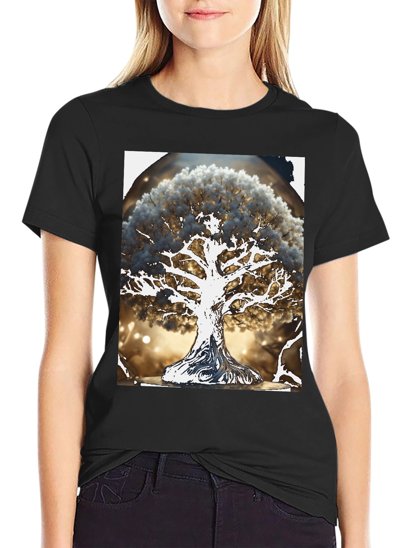 Black Tree of Life Graphic Tee - Unique Nature Design view 2