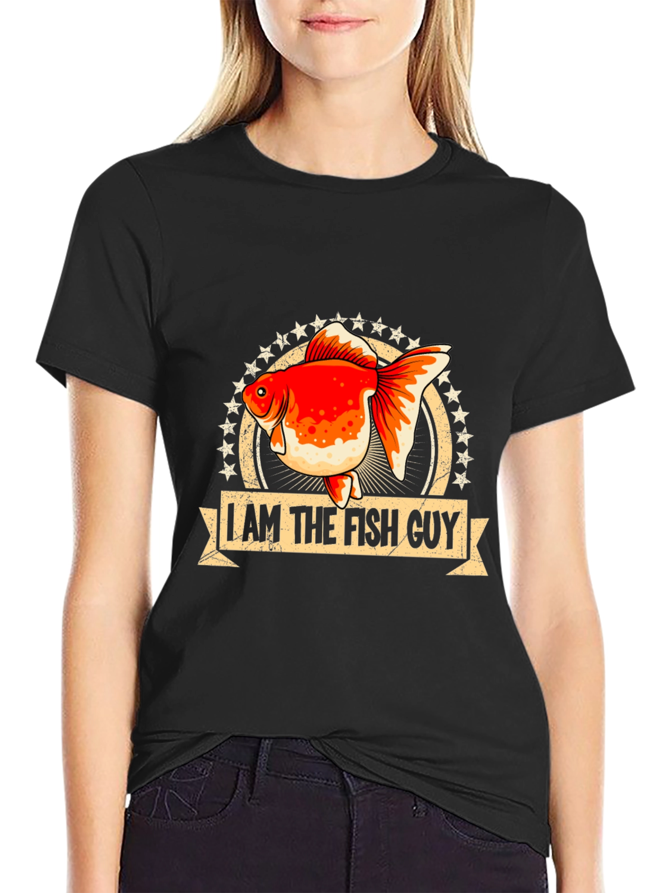 Black I Am The Fish Guy T-Shirt view 2