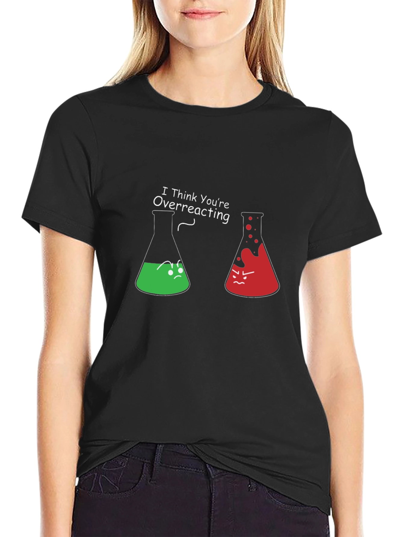 Black Funny Chemistry T-Shirt - I Think You're Overreacting view 2
