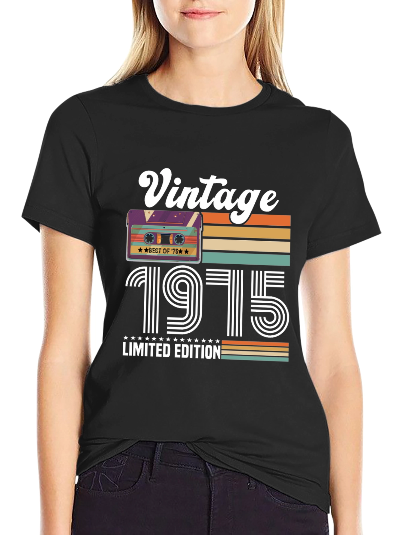 Black Vintage 1975 Limited Edition T-Shirt view 2