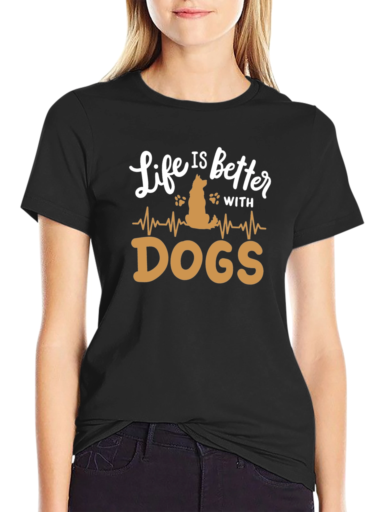 Black Life is Better with Dogs T-Shirt view 2