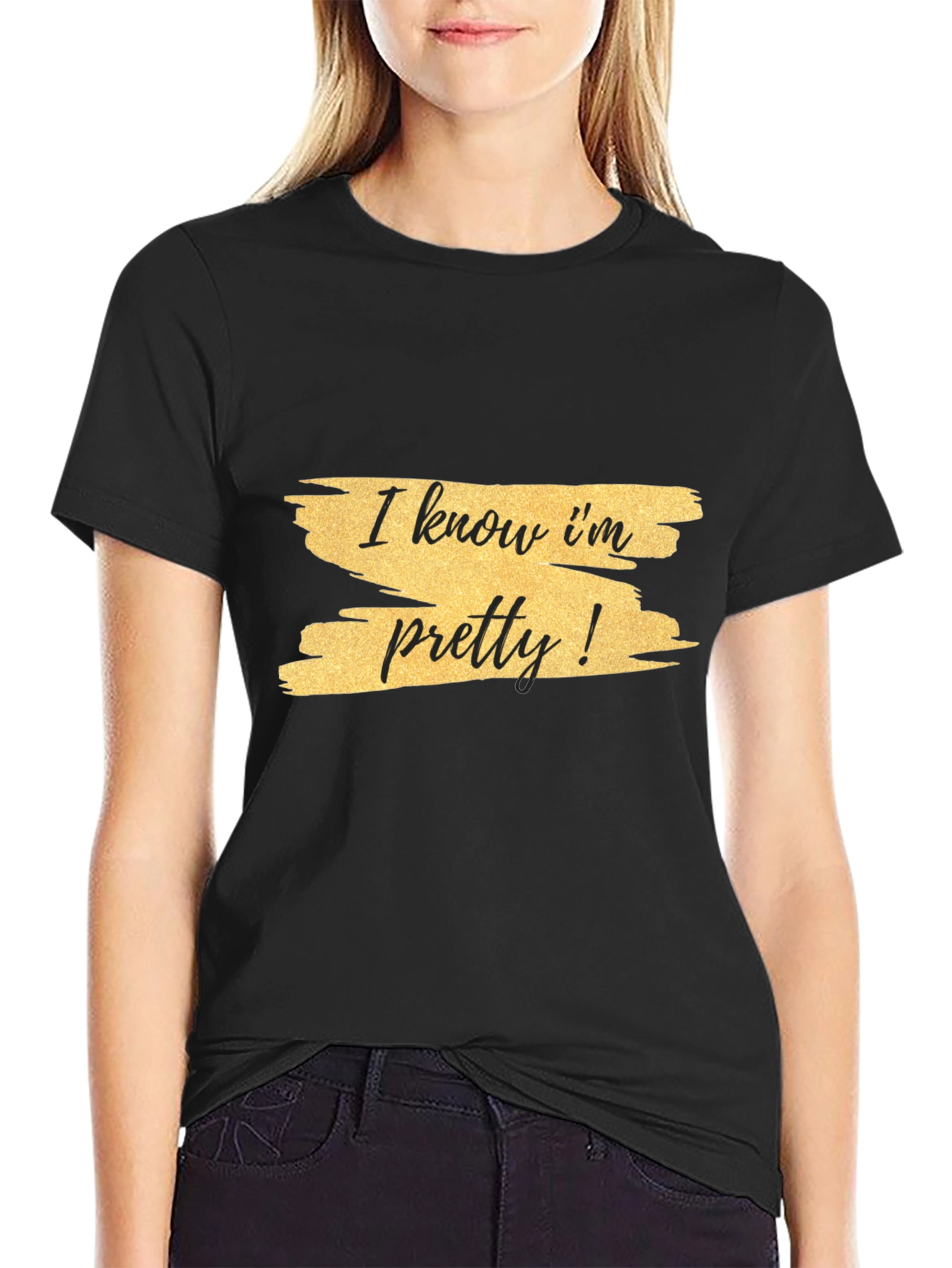 Black I Know I'm Pretty! Graphic Tee - Black view 2
