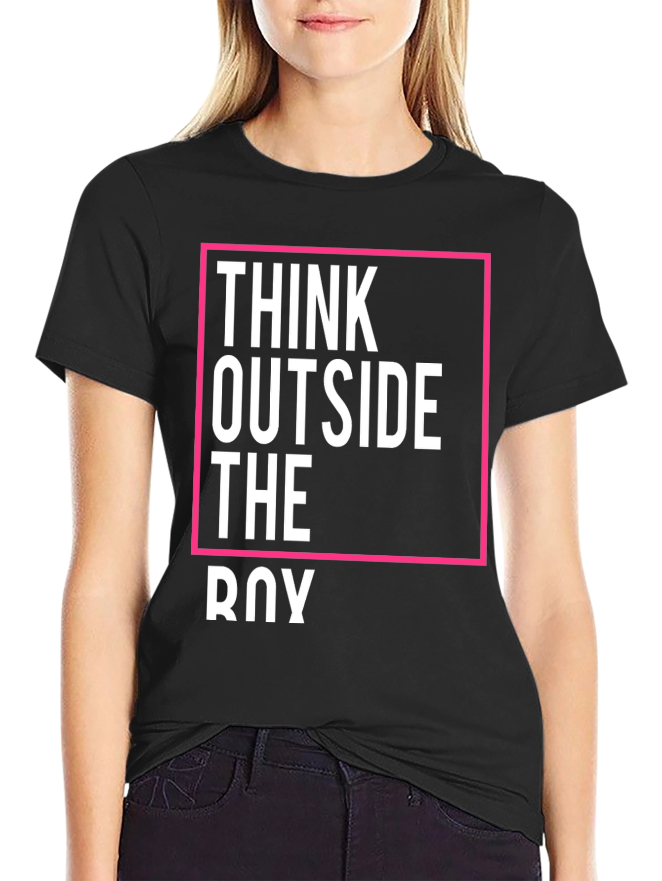 Black Think Outside the Box Graphic Tee view 2