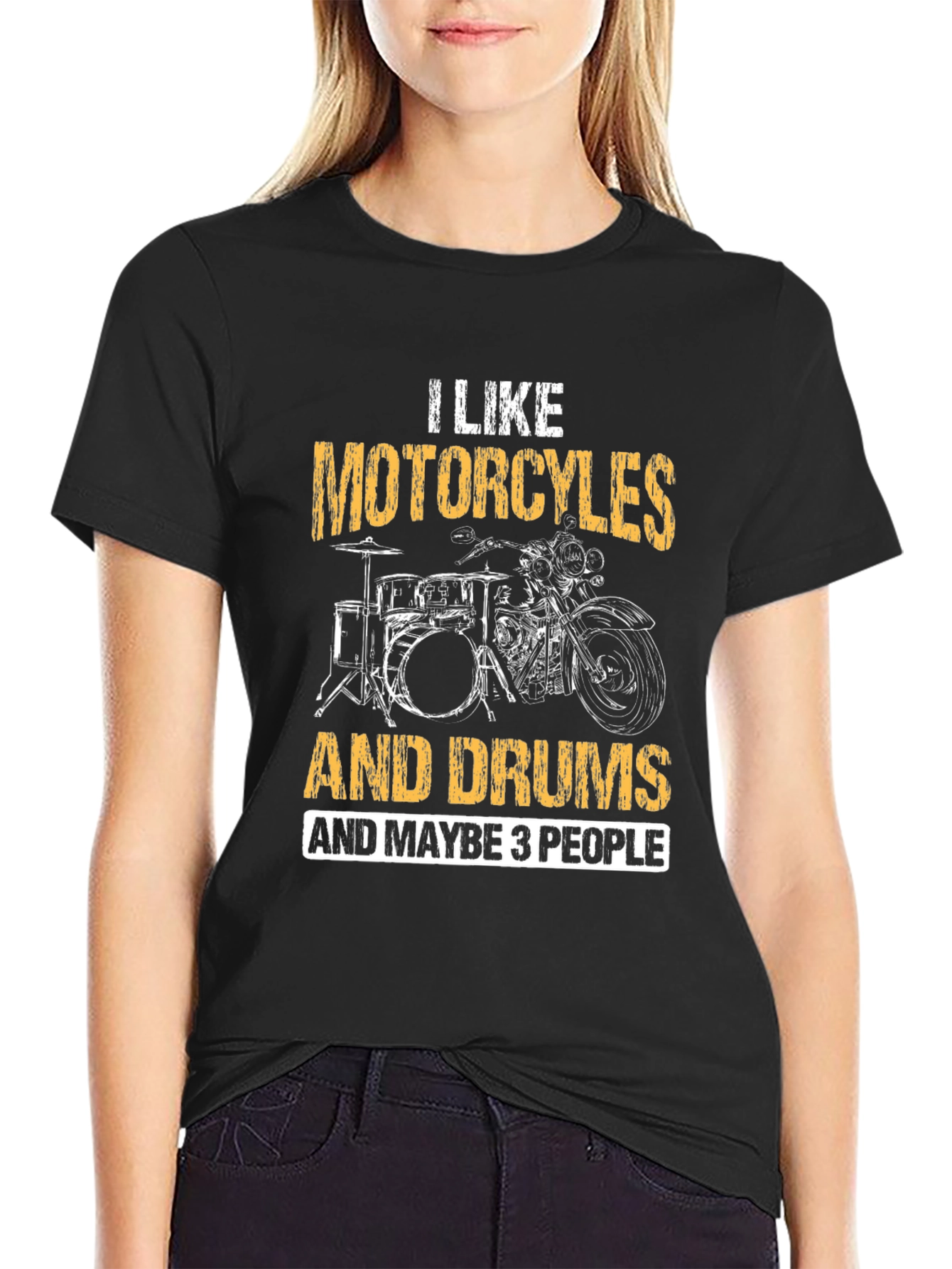 Black Motorcycles Drums & Maybe 3 People T-Shirt view 2