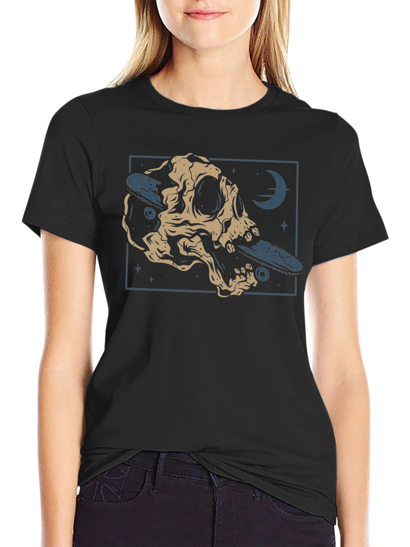 Black Skate Skull Graphic Tee - Edgy Style view 2