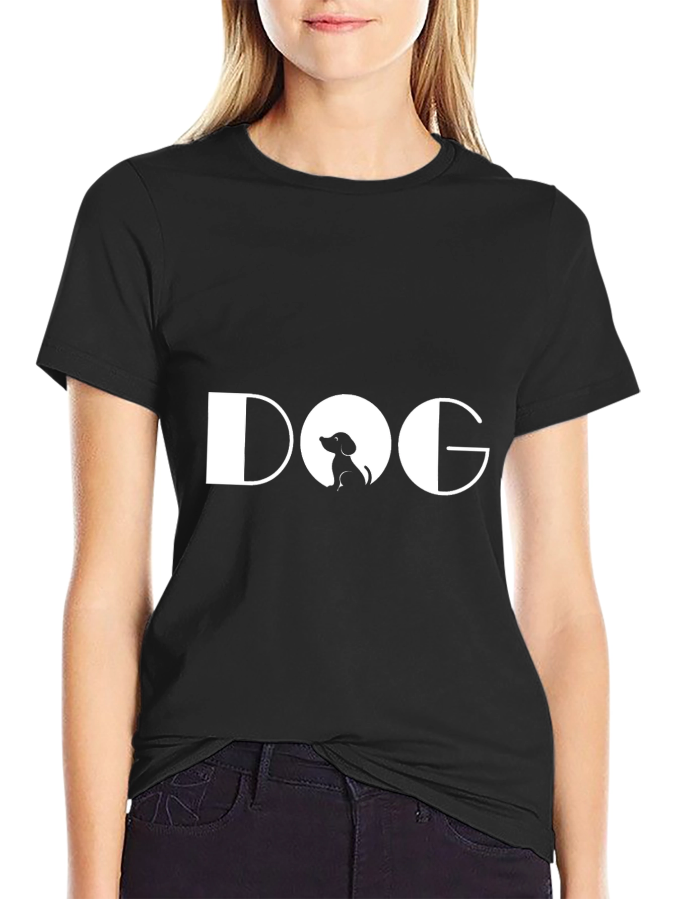 Black Dog Graphic Tee - Black Cotton Casual Shirt view 2