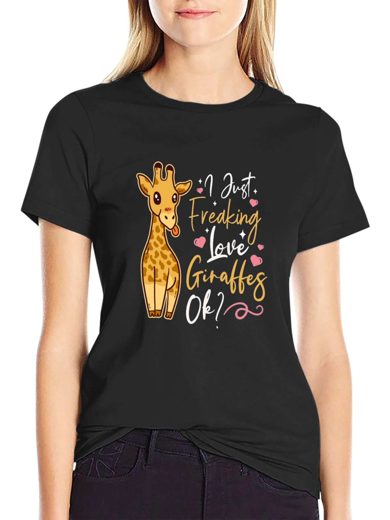 Black I Just Freaking Love Giraffes T-Shirt view 2