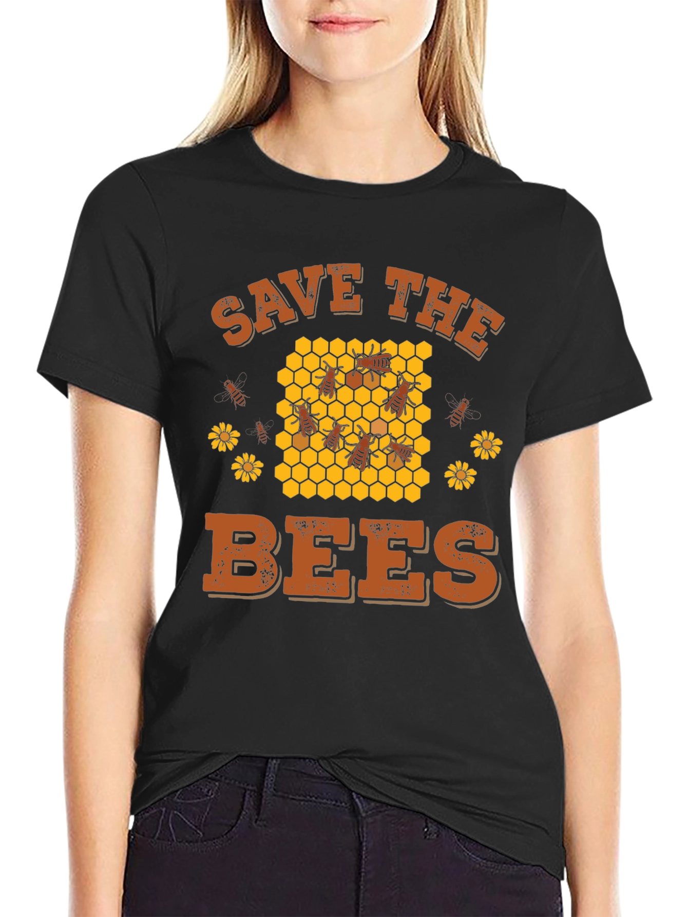 Black Save the Bees Graphic Tee - Black view 2