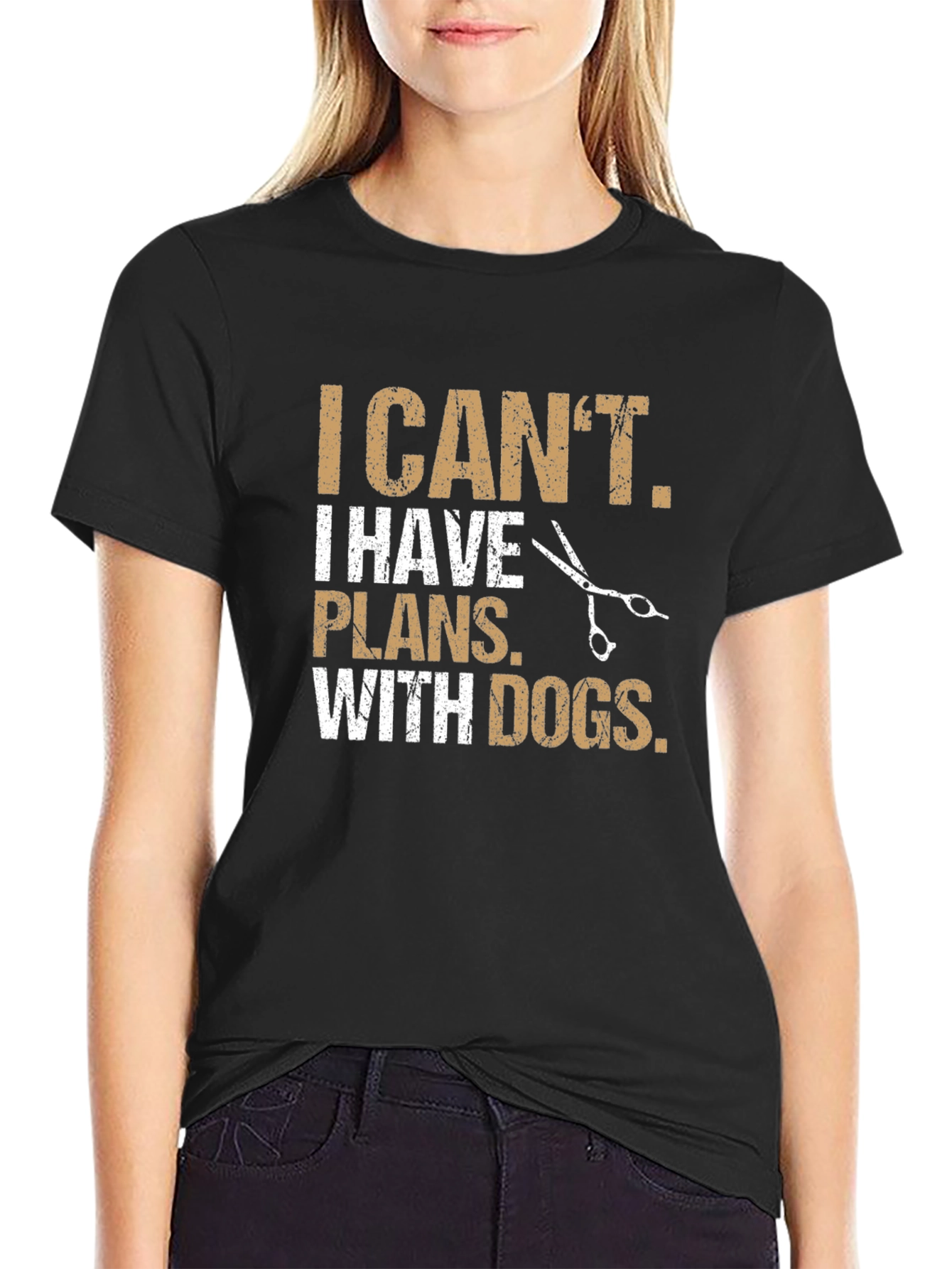 Black Funny Dog Groomer T-Shirt: I Can't, Plans With Dogs view 2