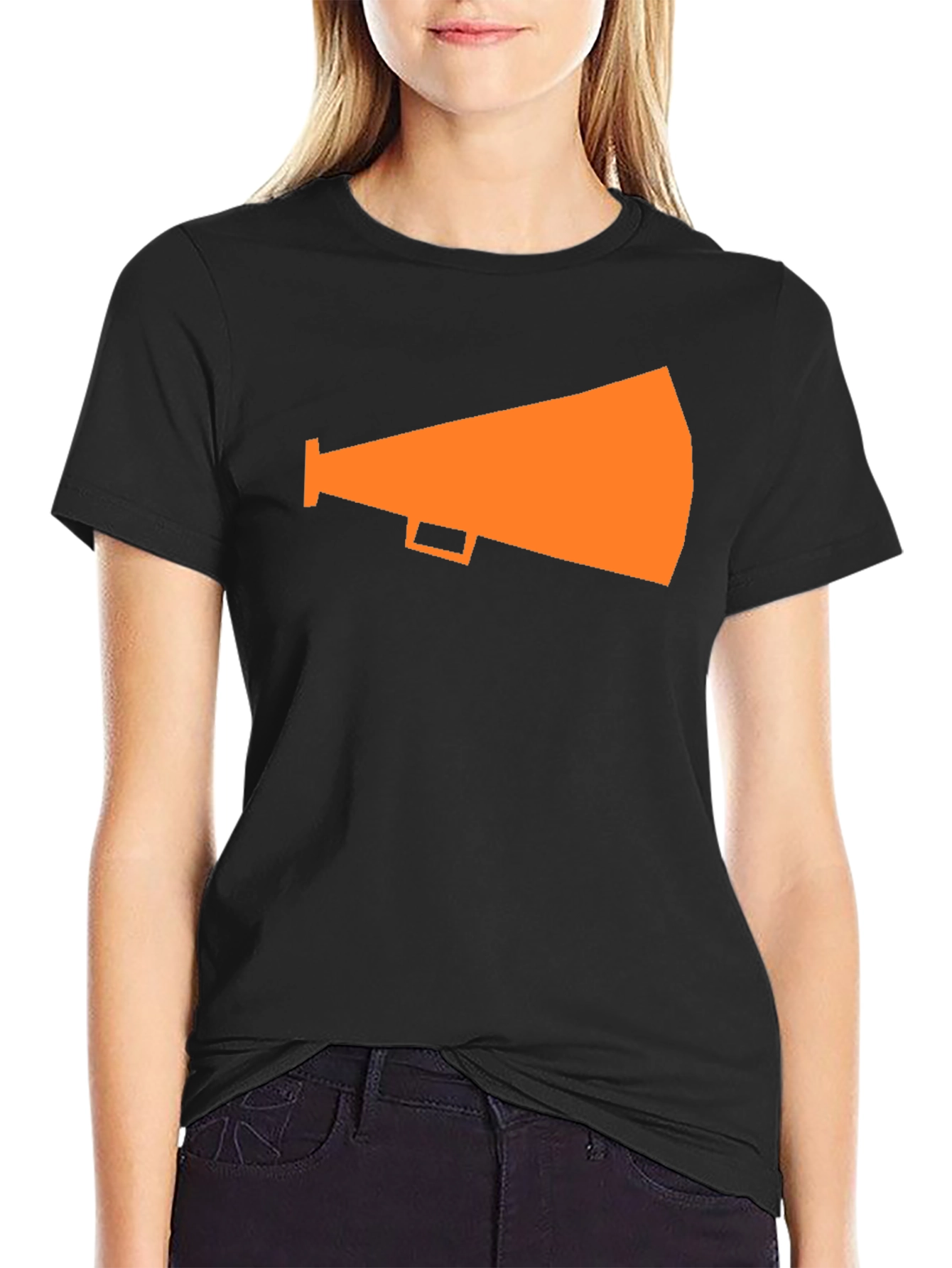 Black Orange Megaphone Graphic Tee - Black view 2