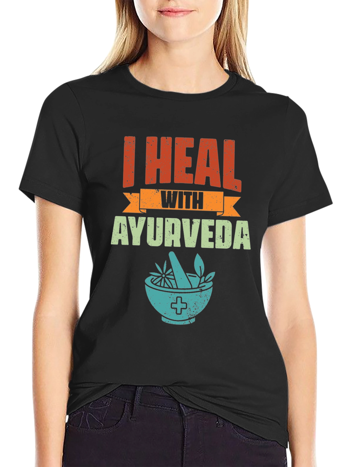 Black I Heal With Ayurveda Graphic Tee view 2