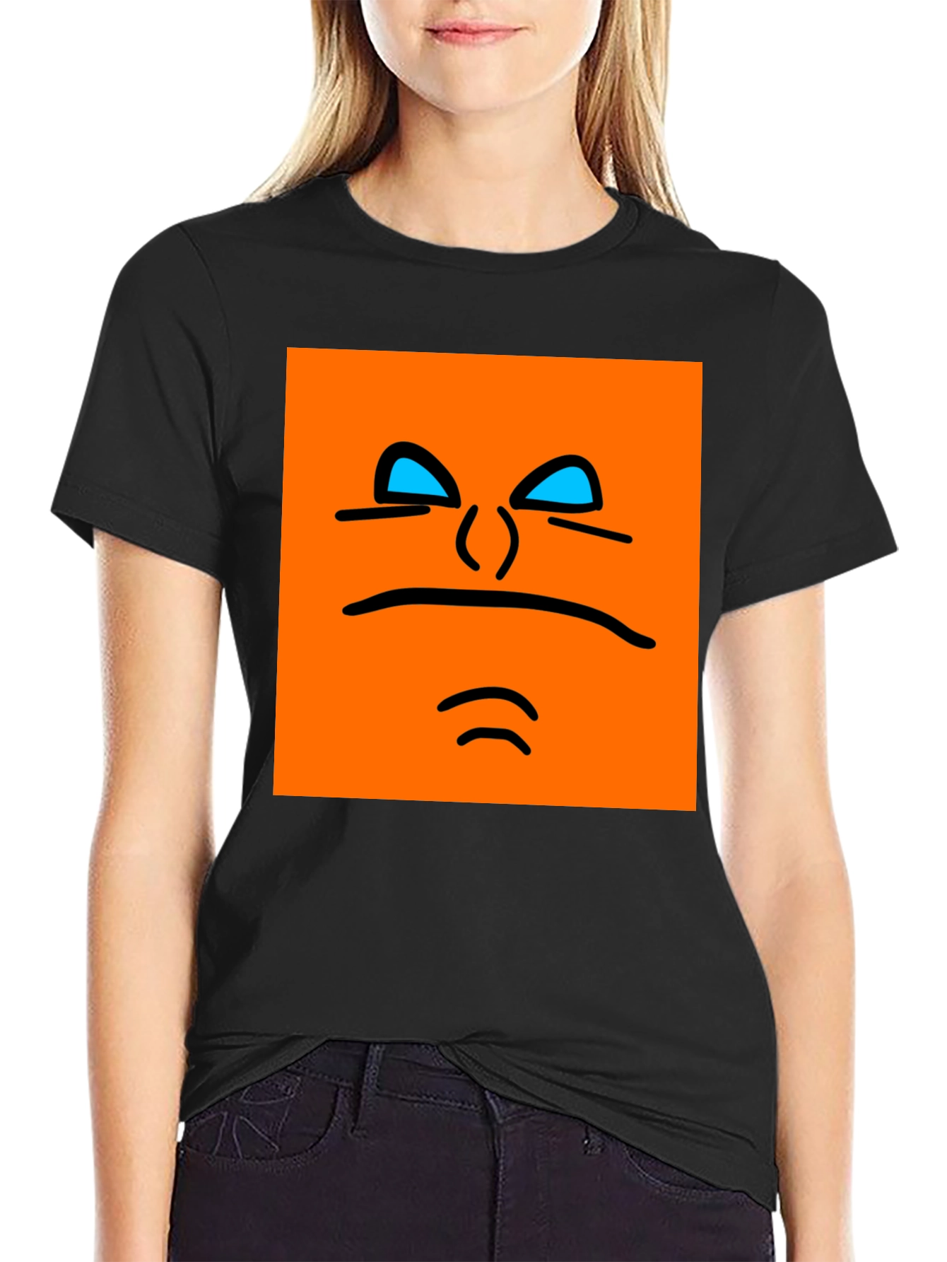 Black Orange Face Graphic Tee - Black view 2