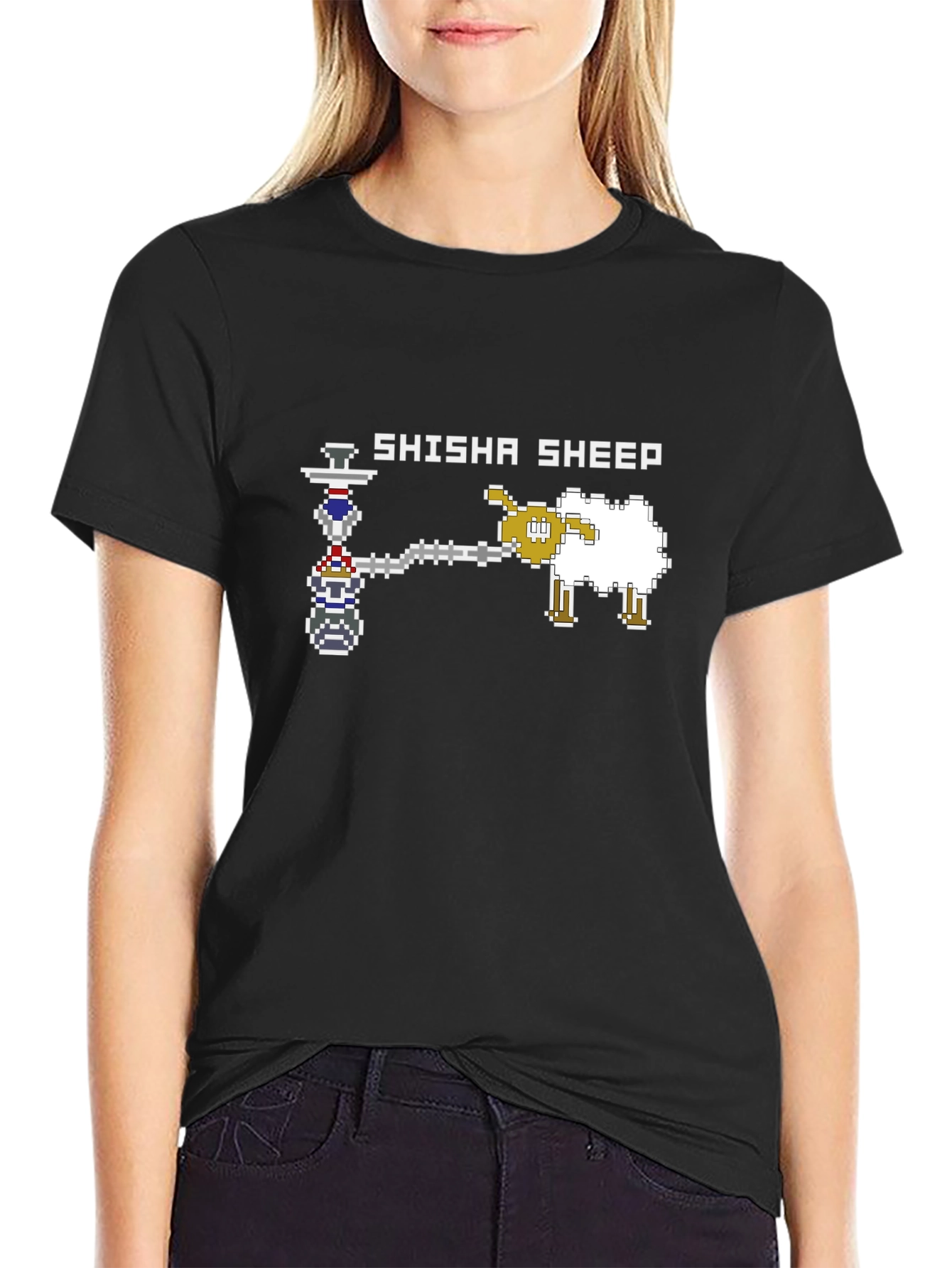 Black Shisha Sheep Graphic Black T-Shirt view 2