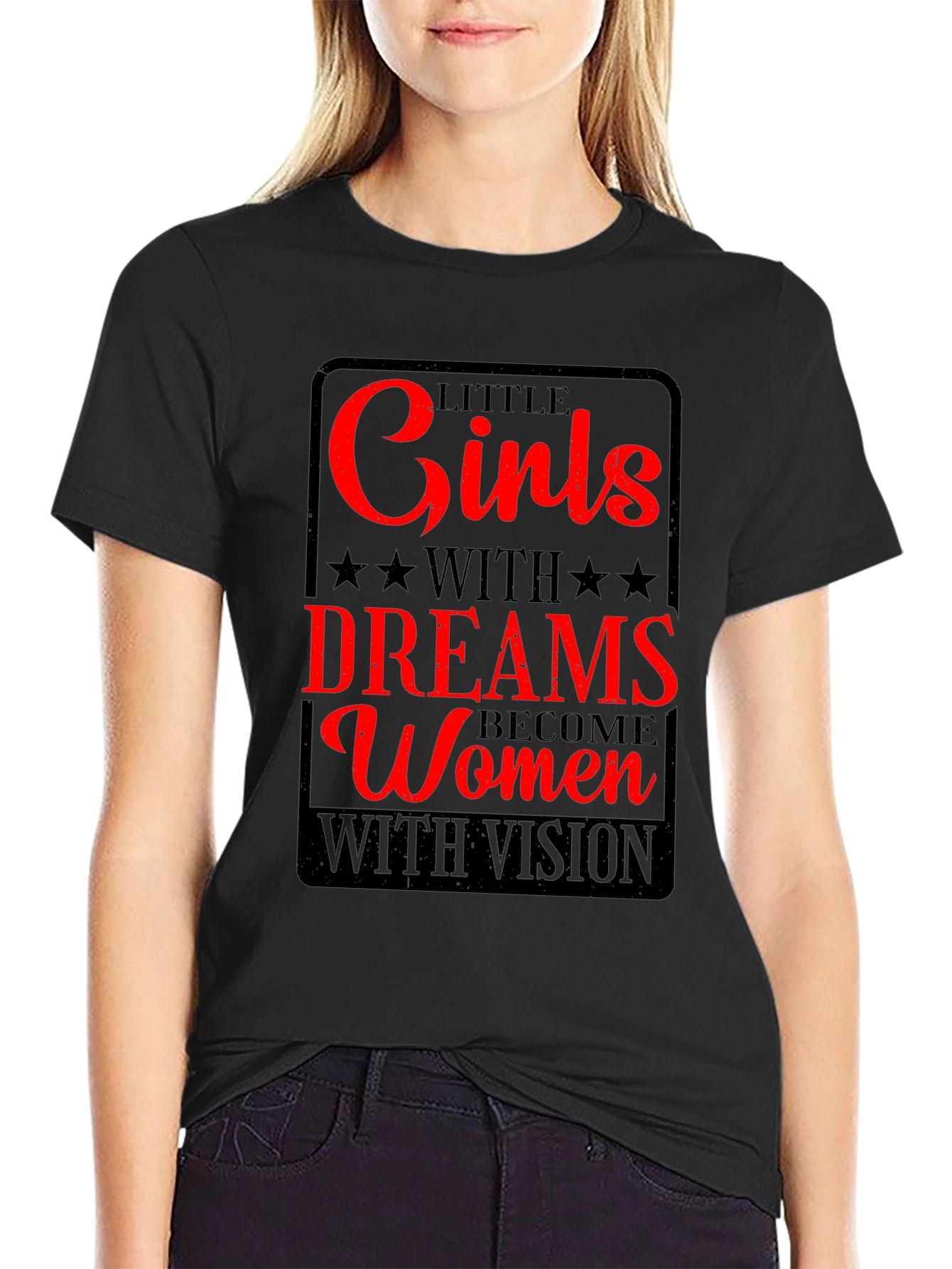 Black Inspirational Women's T-Shirt - Girls With Dreams view 2