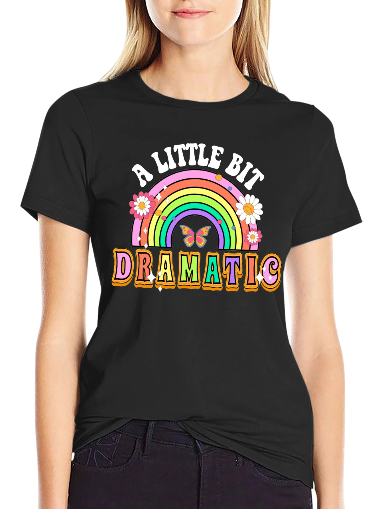 A Little Bit Dramatic T-Shirt, Rainbow Graphic Tee - 2