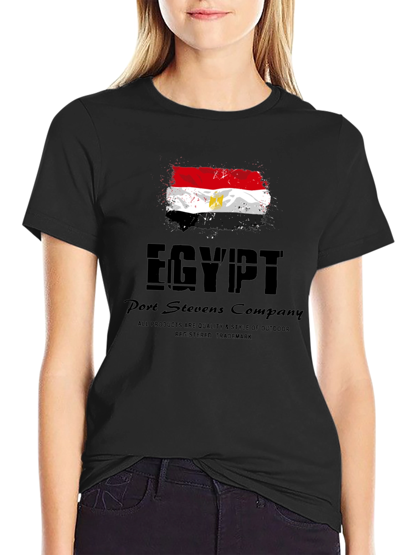 Black Egypt Flag Graphic Black T-Shirt view 2