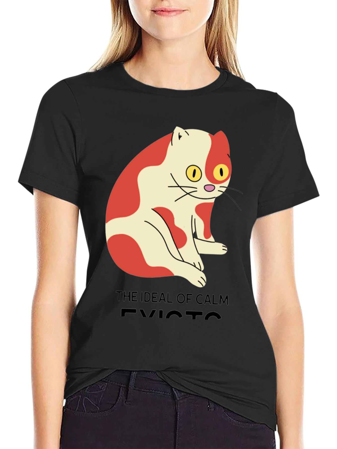 Men's "Ideal of Calm Exists" Cat Graphic T-Shirt - 2