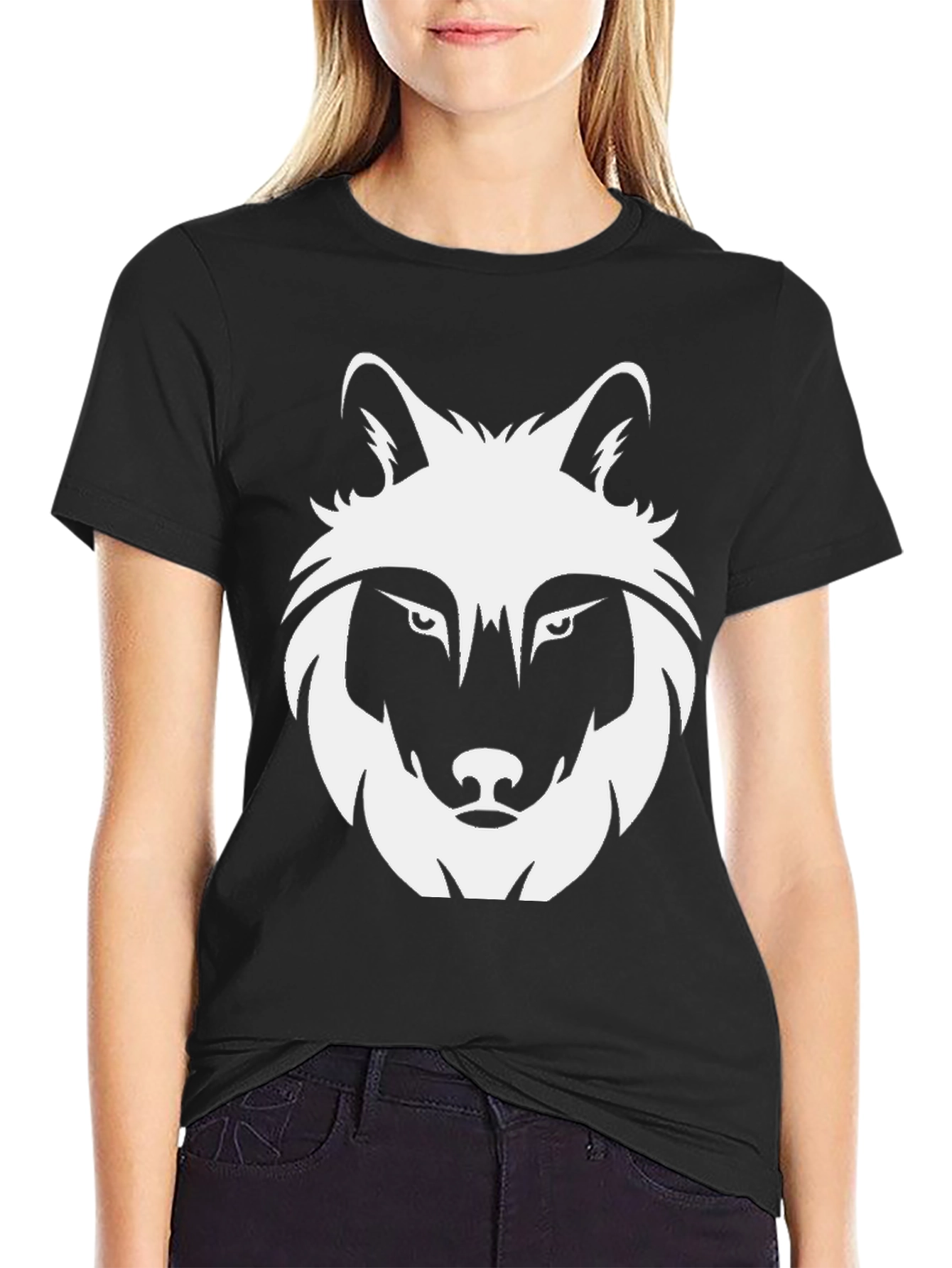 Black Men's Black Wolf Graphic Tee view 2
