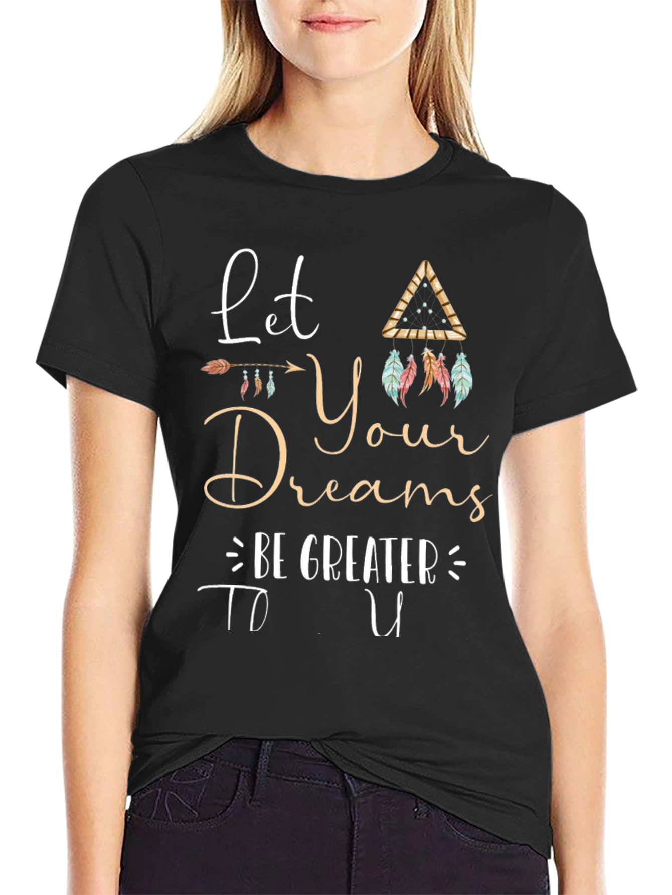 Black Inspirational Graphic Tee - Let Your Dreams Be Greater view 2
