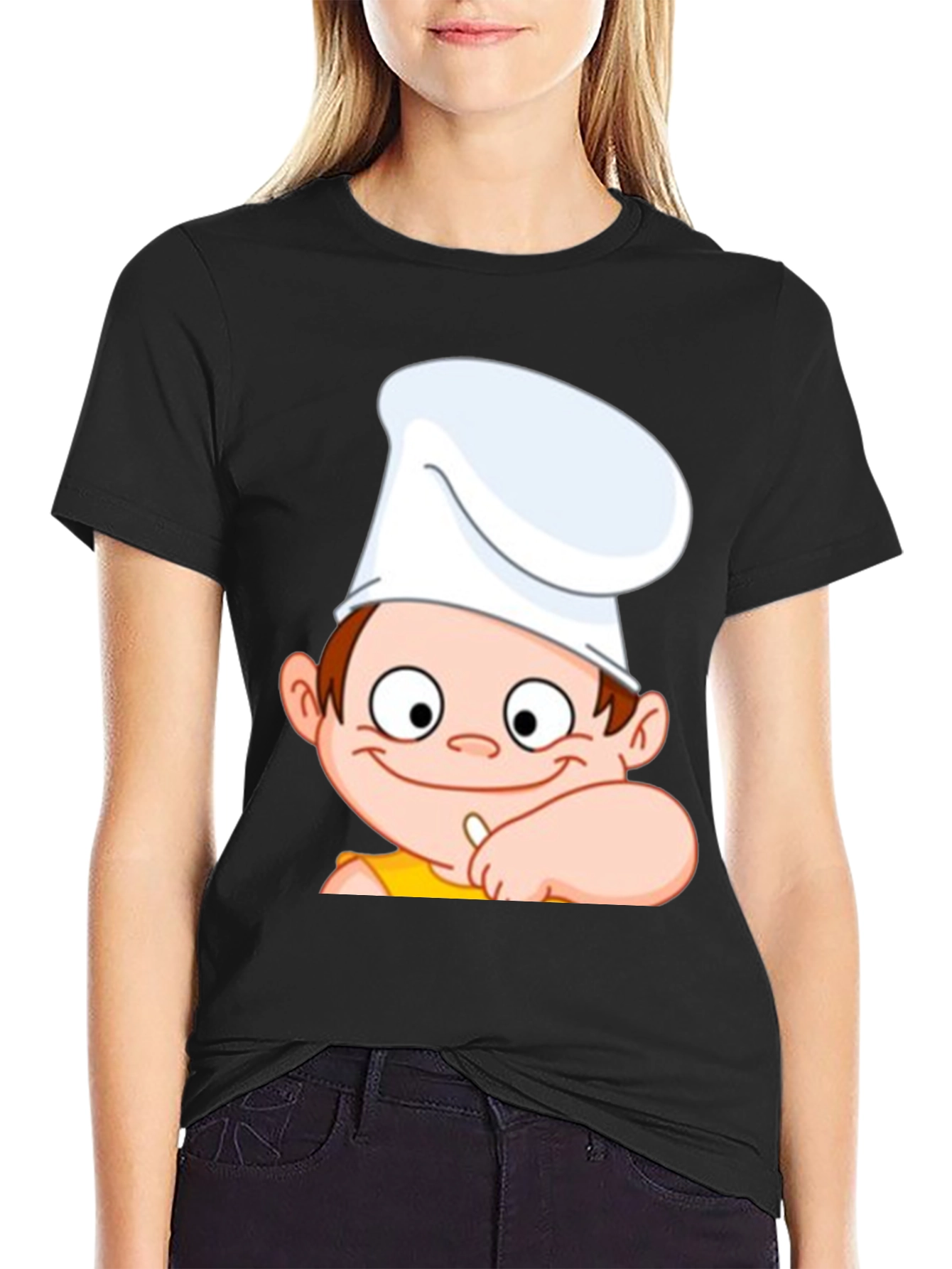 Black Chef Cartoon Graphic Tee - Fun & Unique Design view 2