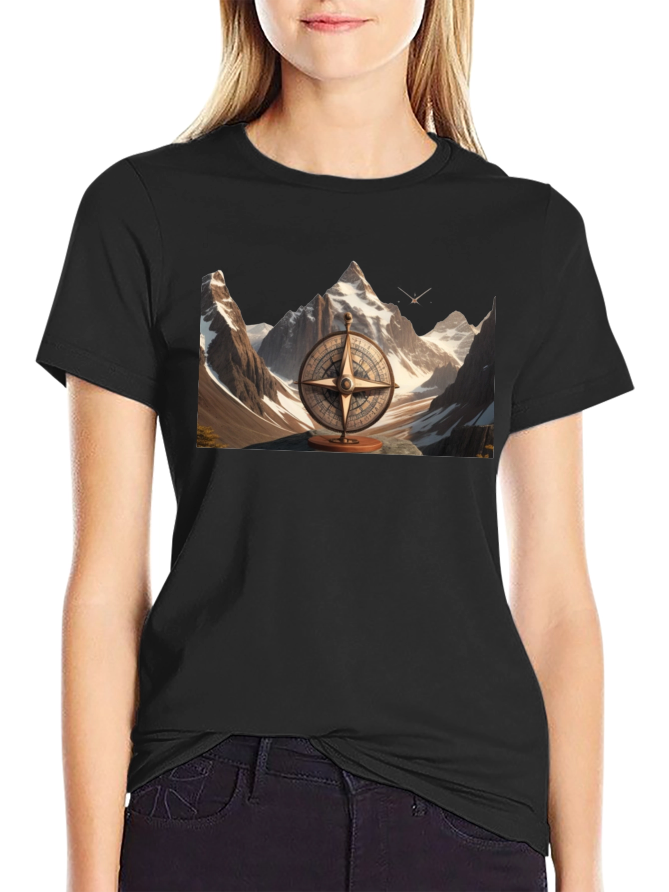 Black Compass Mountain Graphic Tee view 2