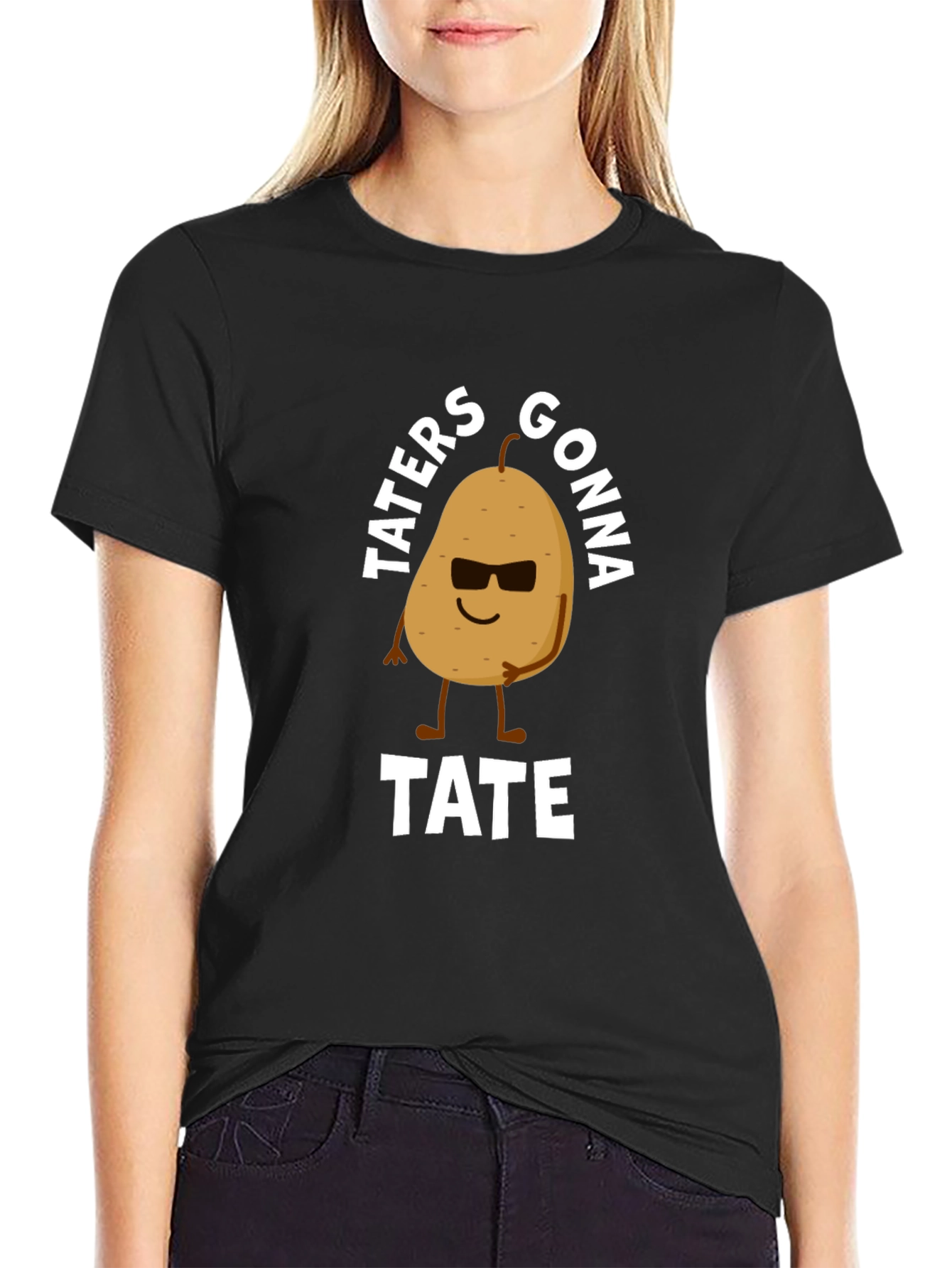 Black Taters Gonna Tate Funny Potato Graphic T-Shirt view 2