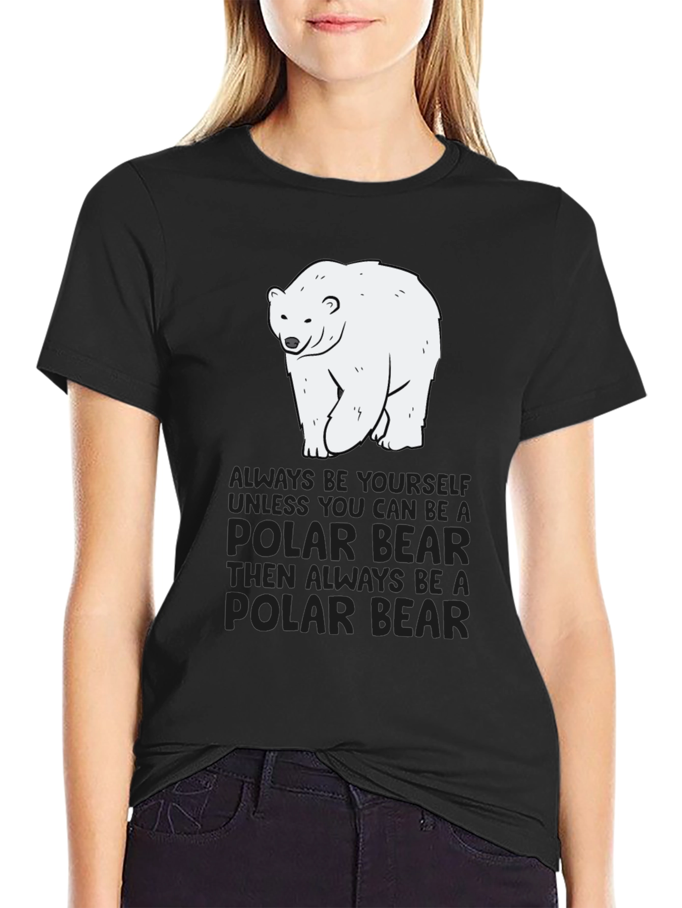 Black Polar Bear T-Shirt - Always Be Yourself Graphic Tee view 2