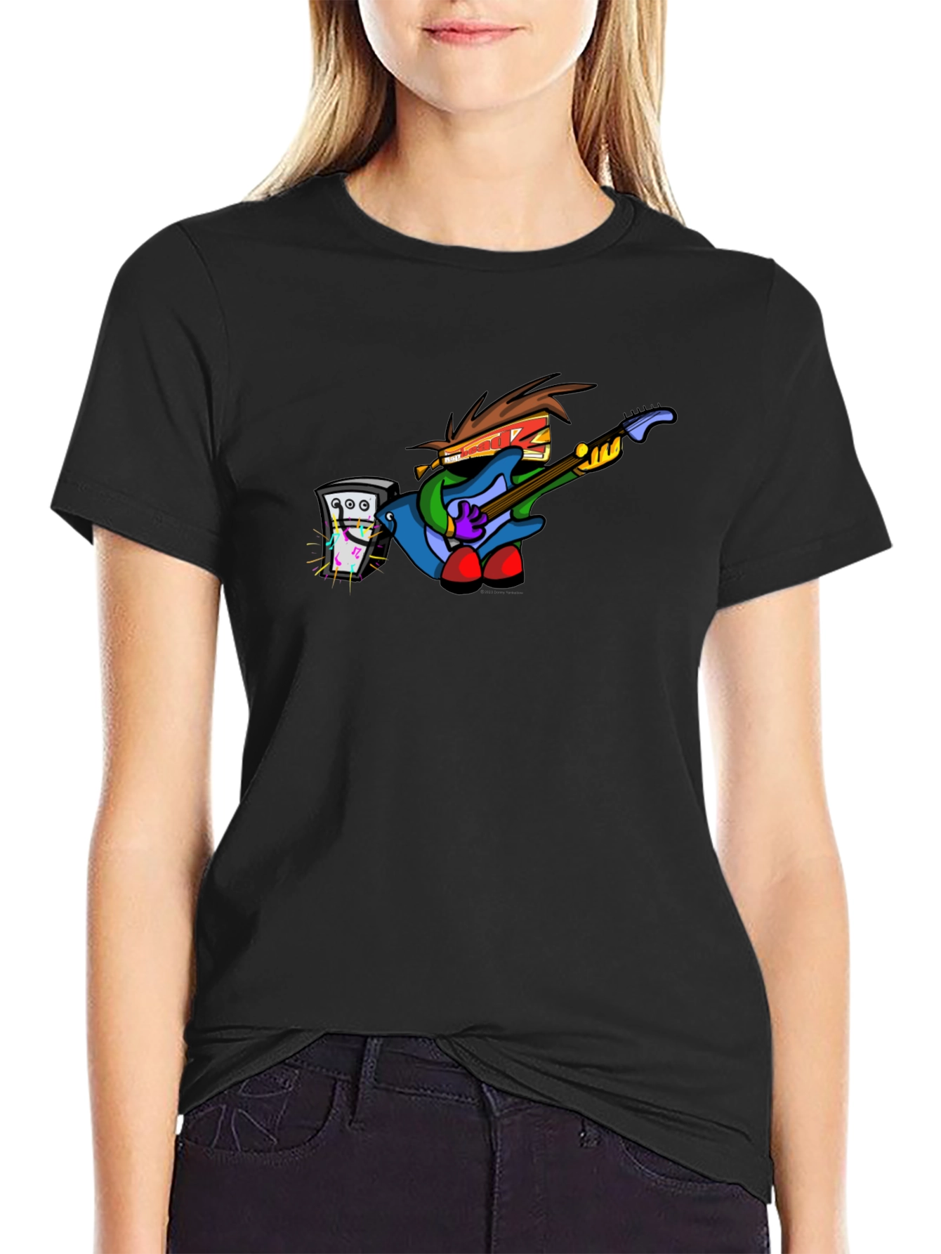 Black Cartoon Rock Band Tee view 2