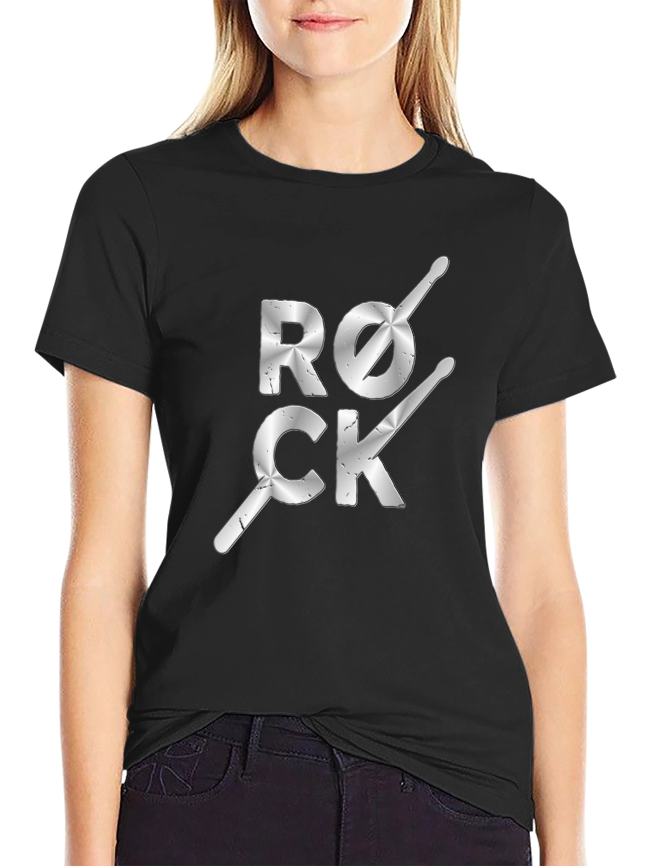 Black Rock Drummer T-Shirt - Music Lover Tee view 2