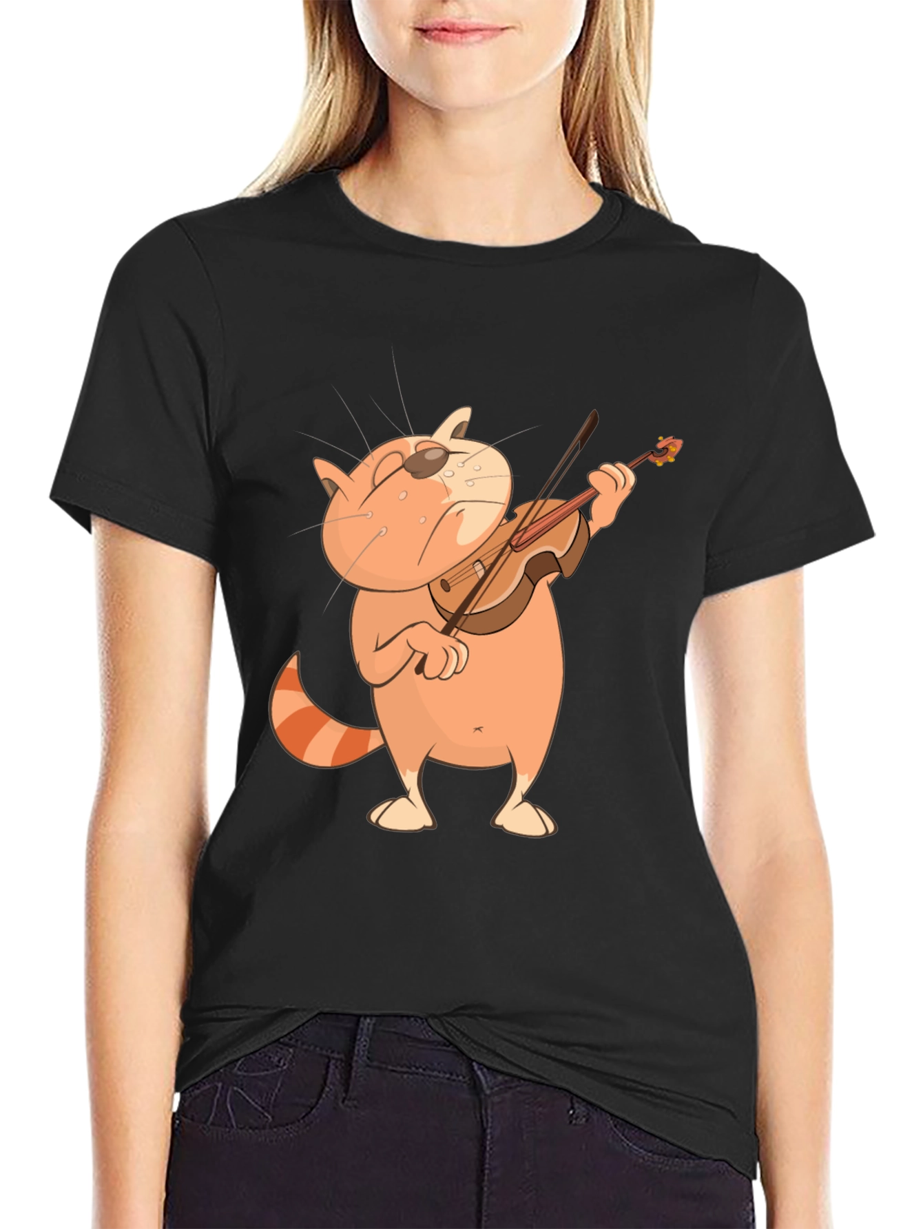 Black Cat Violinist Graphic Tee view 2