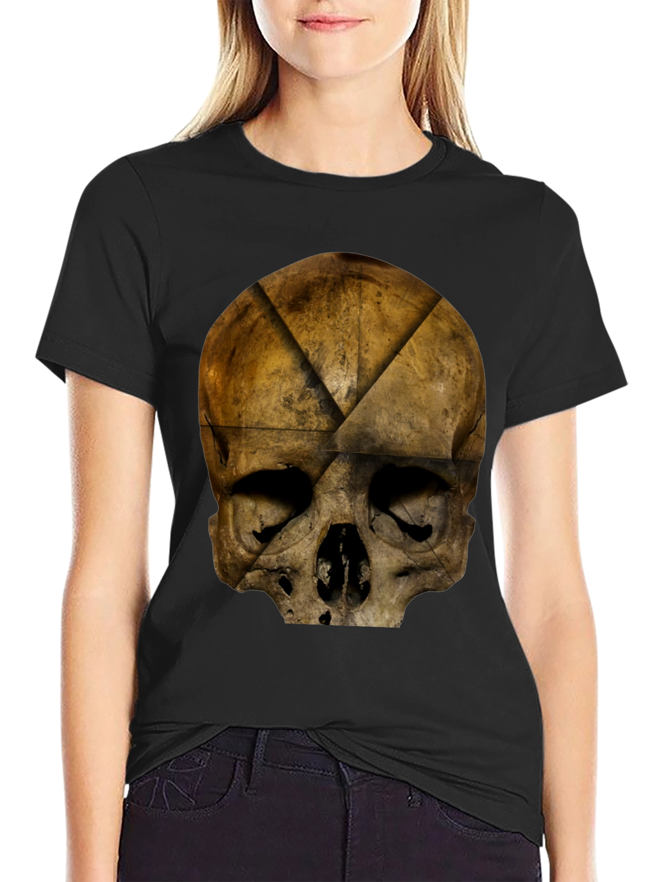 Black Skull Graphic Print T-Shirt - Dark Grunge Style view 2