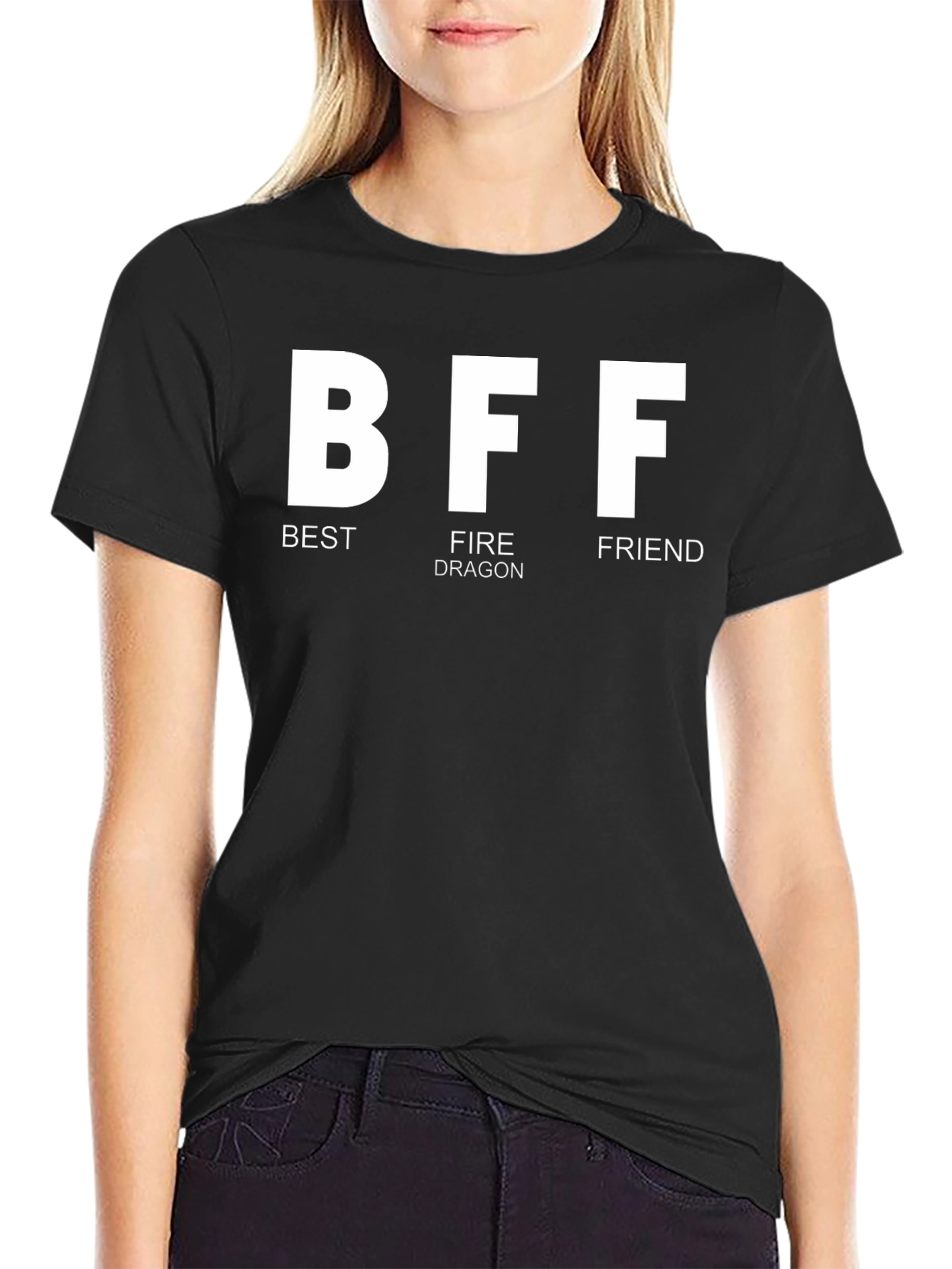 Black BFF Best Fire Dragon Friend Black T-Shirt view 2
