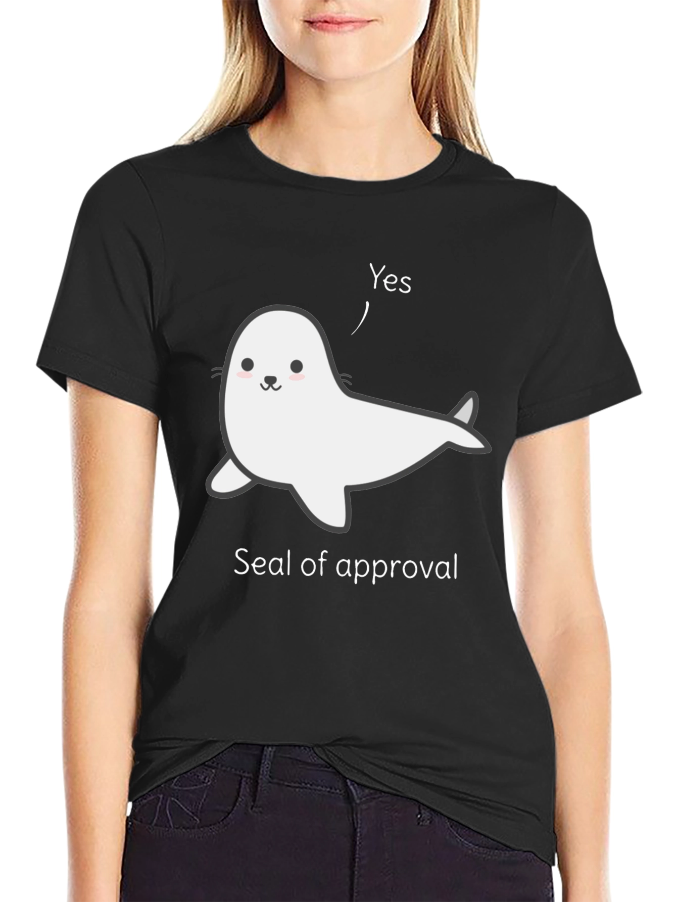Black Seal of Approval T-Shirt - Funny Animal Tee view 2
