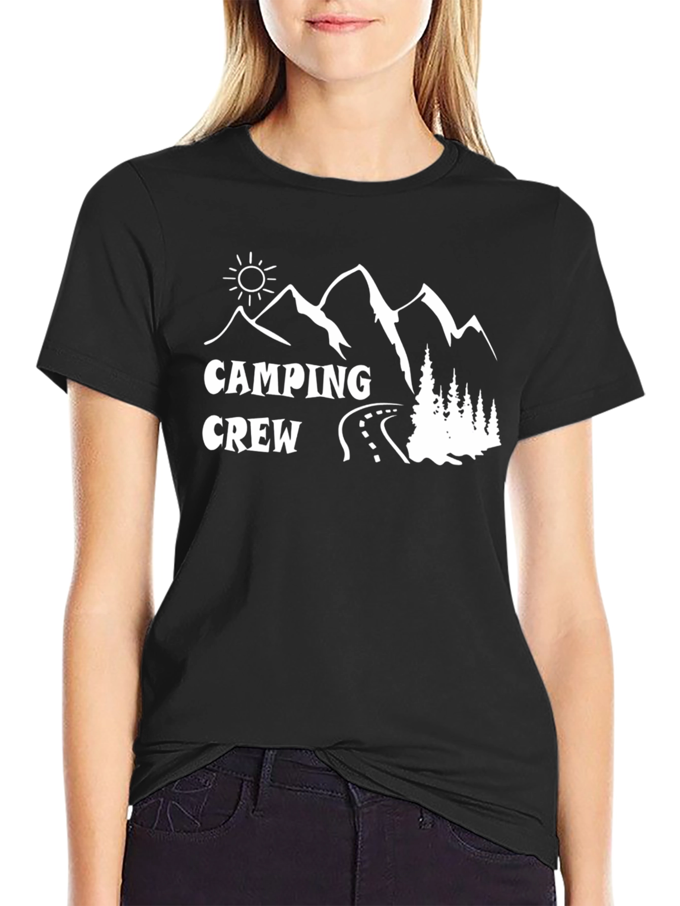 Black Camping Crew Graphic Tee - Outdoor Adventure Shirt view 2