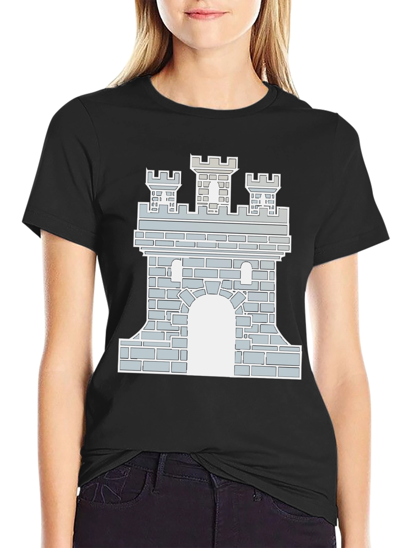 Black Castle Graphic Tee - Black Cotton Blend T-Shirt view 2