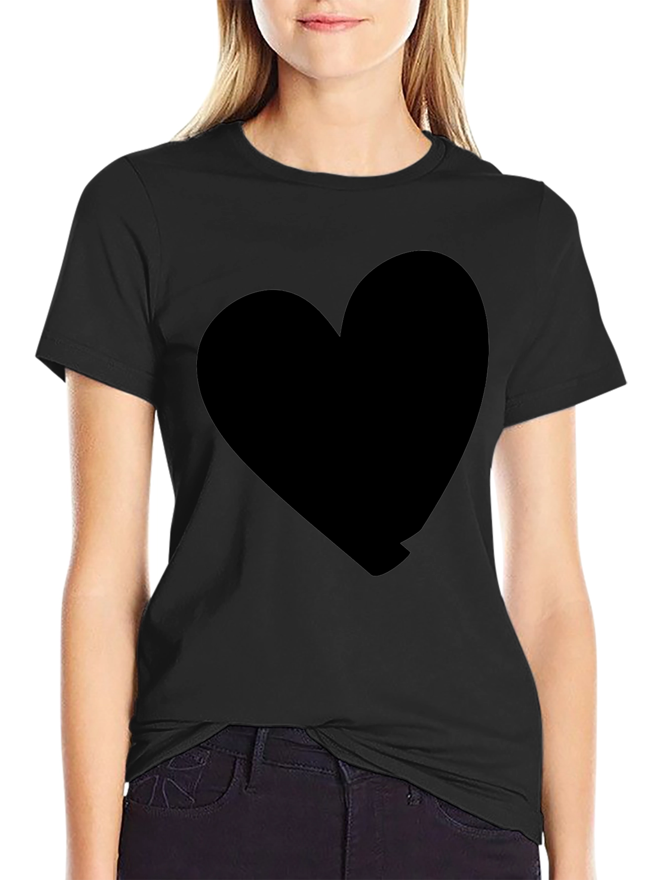 Black Black Heart Graphic Tee - Stylish Casual Wear view 2