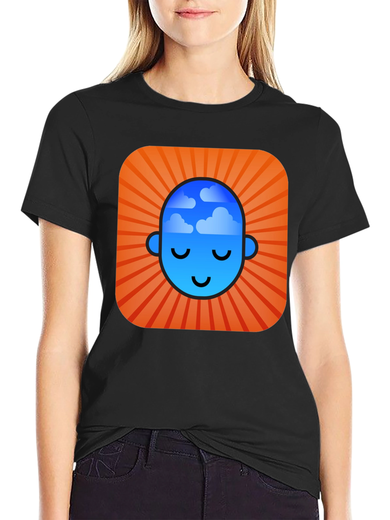 Black Zen Mind T-Shirt - Cloud Head Graphic Tee view 2