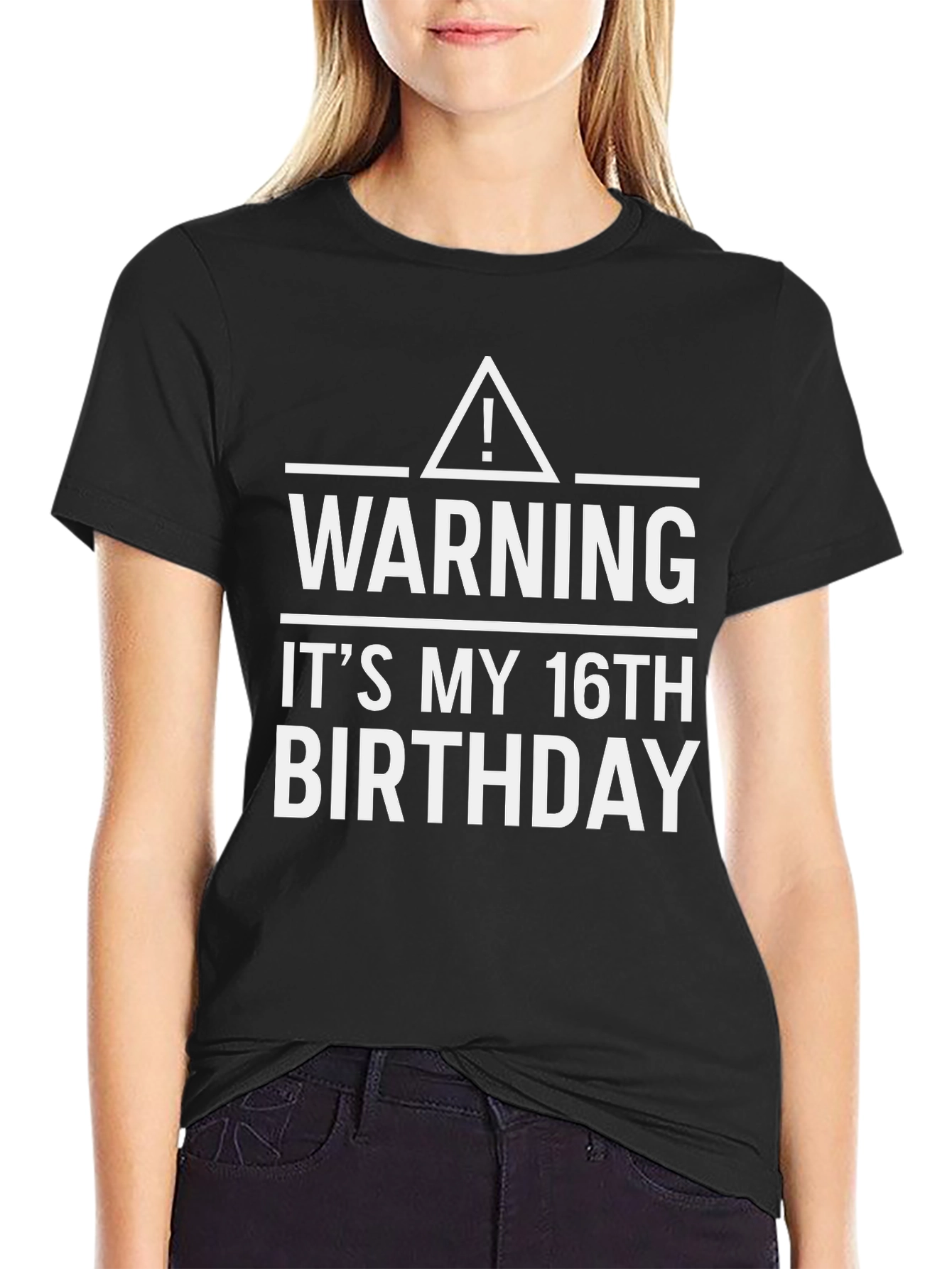 Black Warning! It's My 16th Birthday T-Shirt view 2