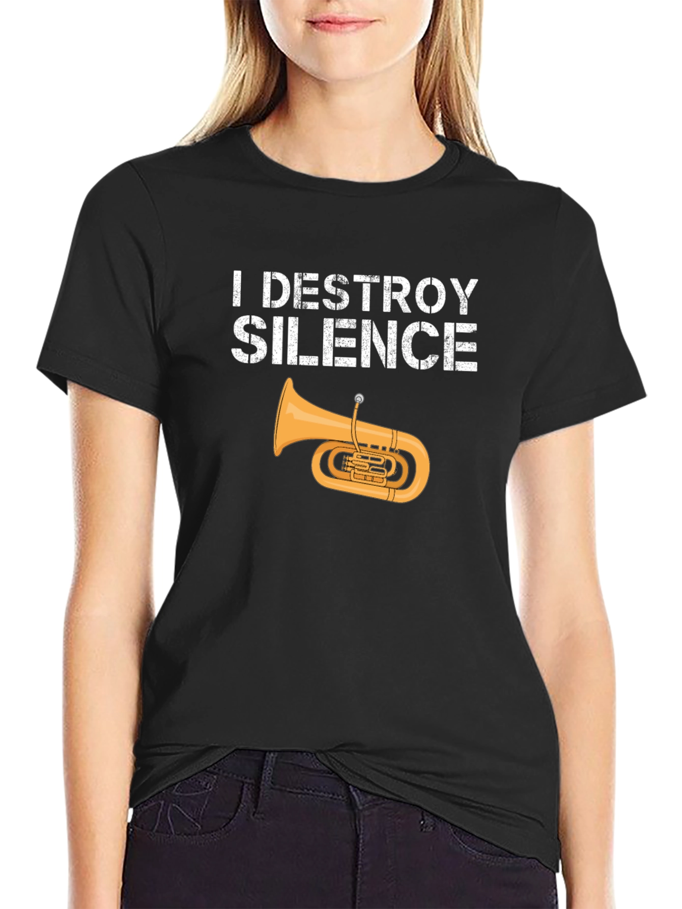 Black I Destroy Silence Tuba T-Shirt view 2