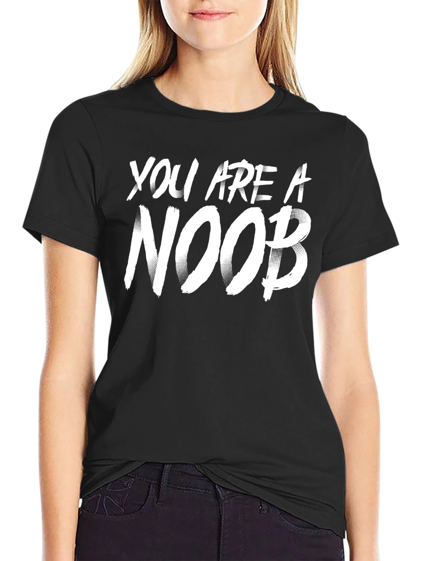 Black You are a Noob T-Shirt - Gamer Gift view 2