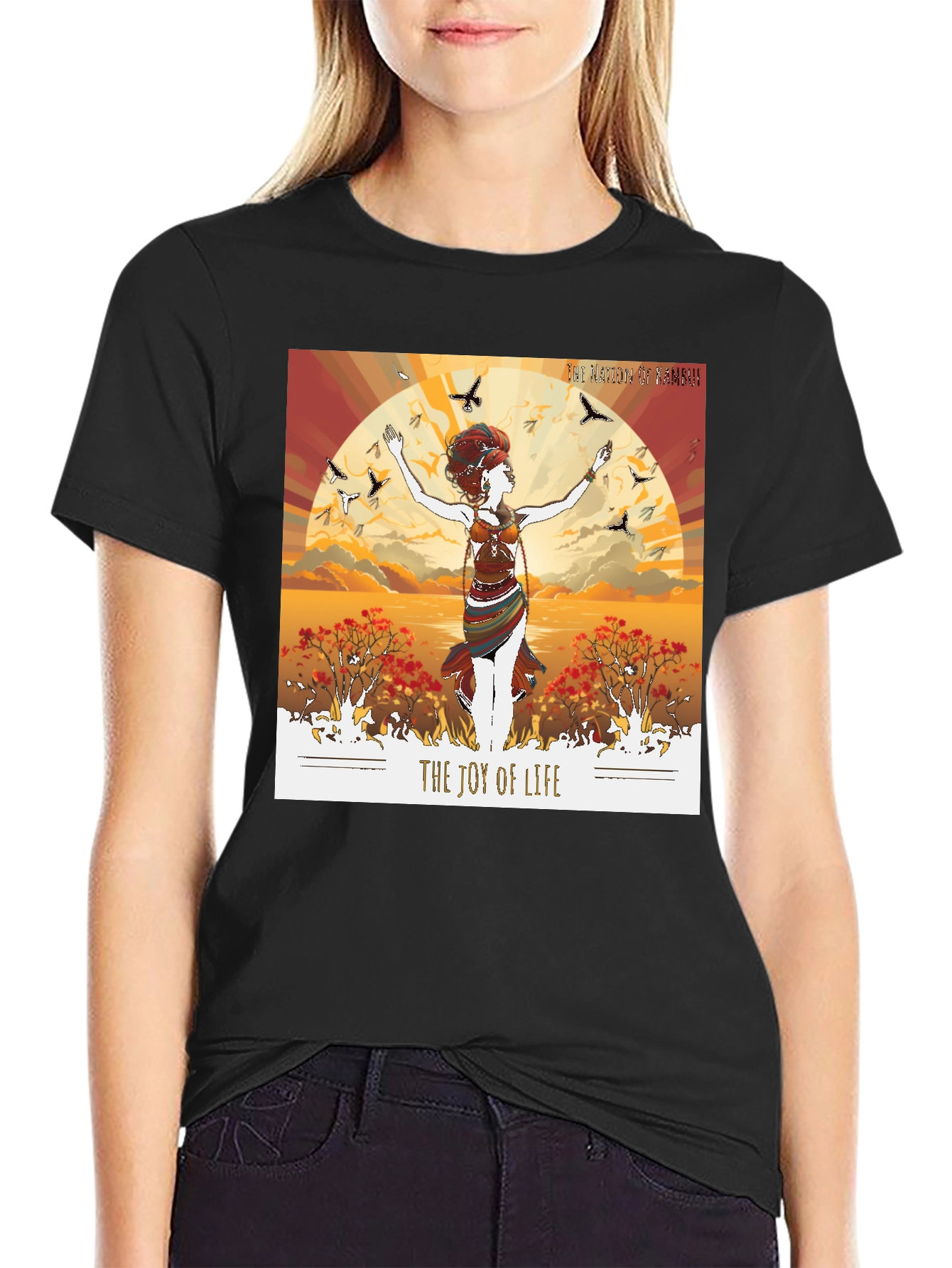 Black The Joy Of Life Graphic T-Shirt view 2