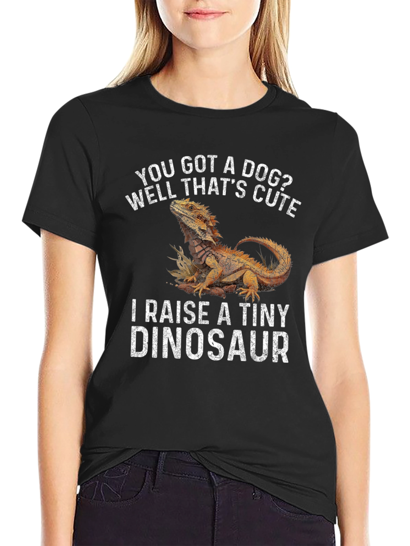 Black Bearded Dragon Owner T-Shirt - Raise a Tiny Dinosaur view 2