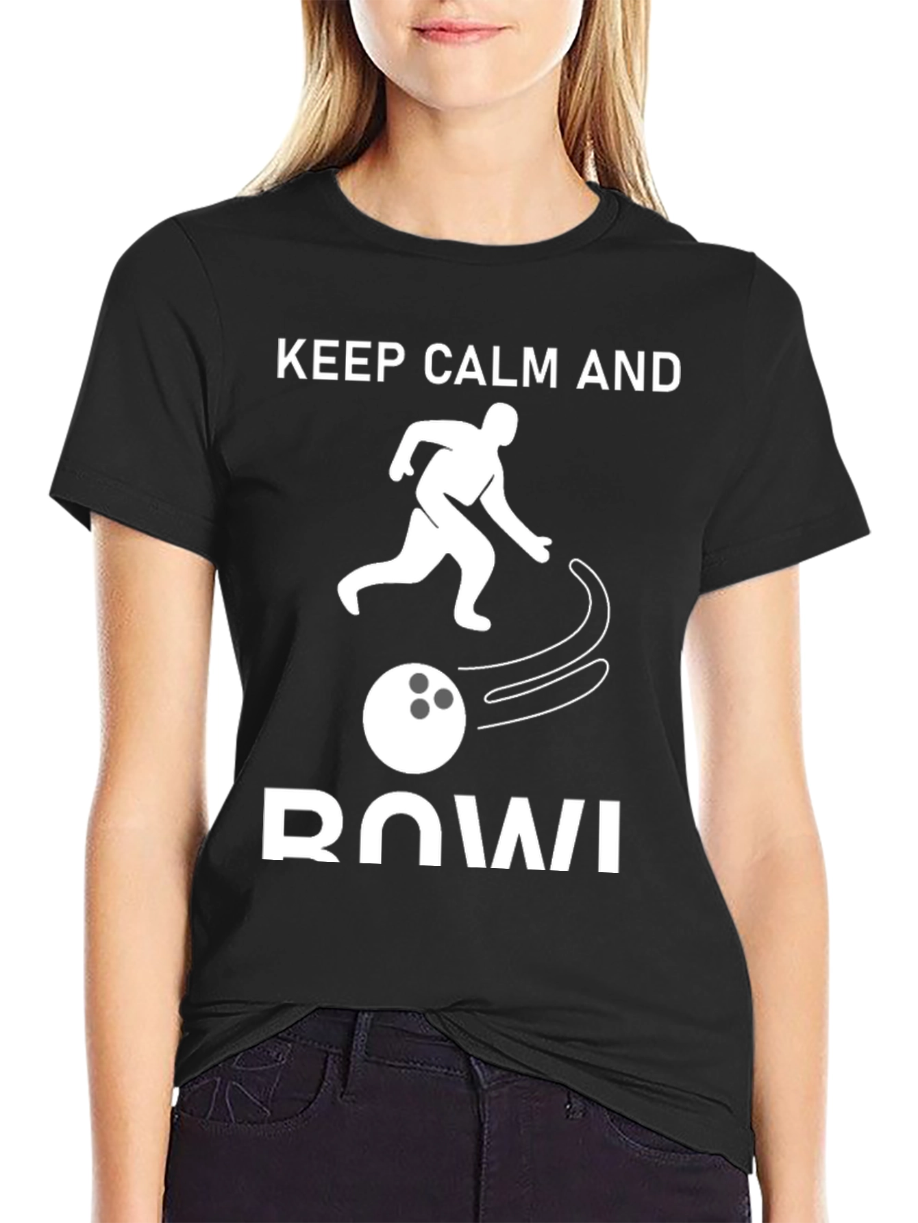 Black Keep Calm and Bowl T-Shirt view 2